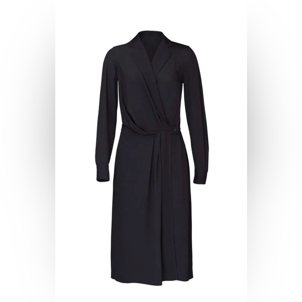 Rag & Bone Black Long-Sleeve Wrap Midi Dress